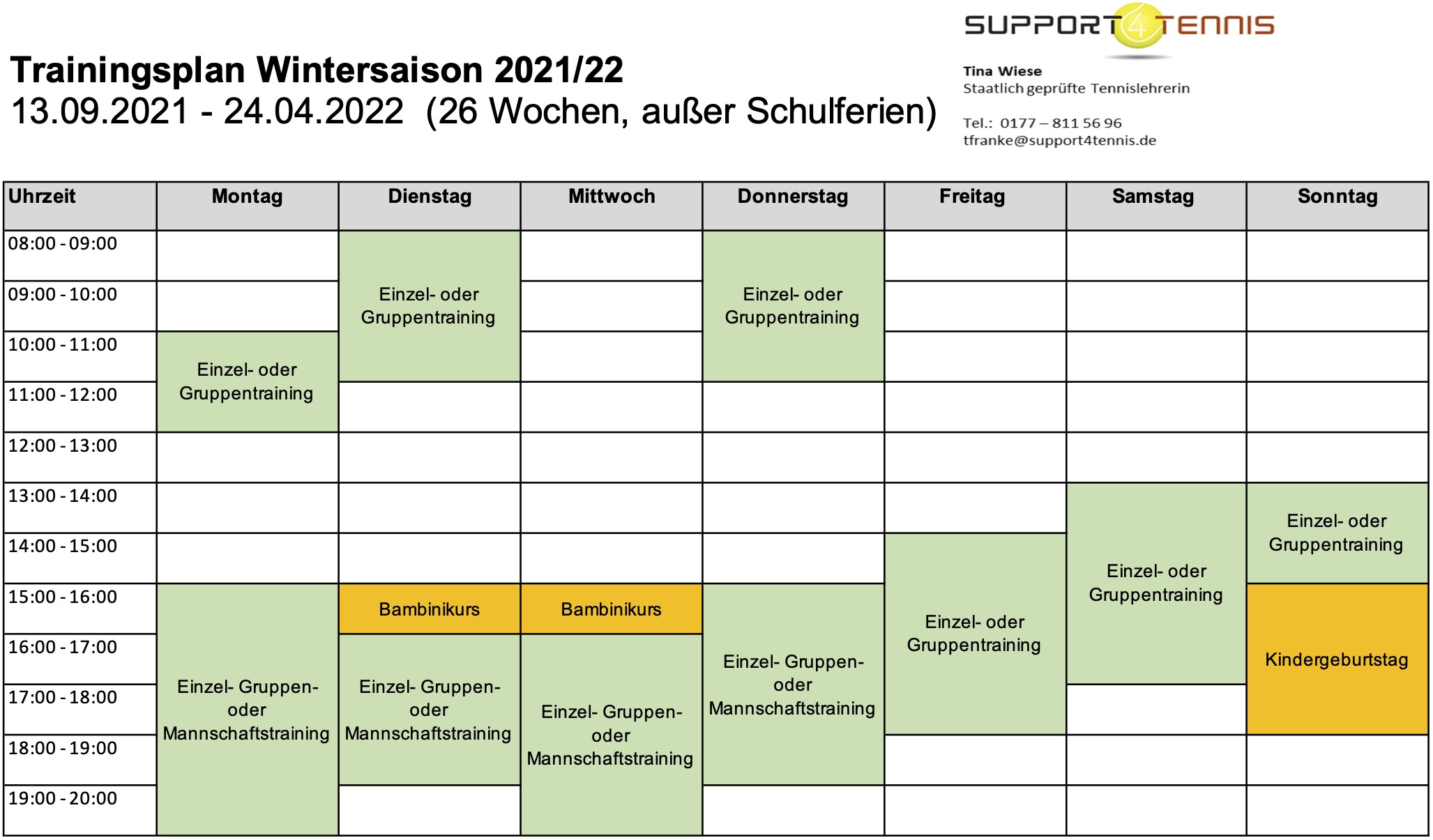 Trainingsplan